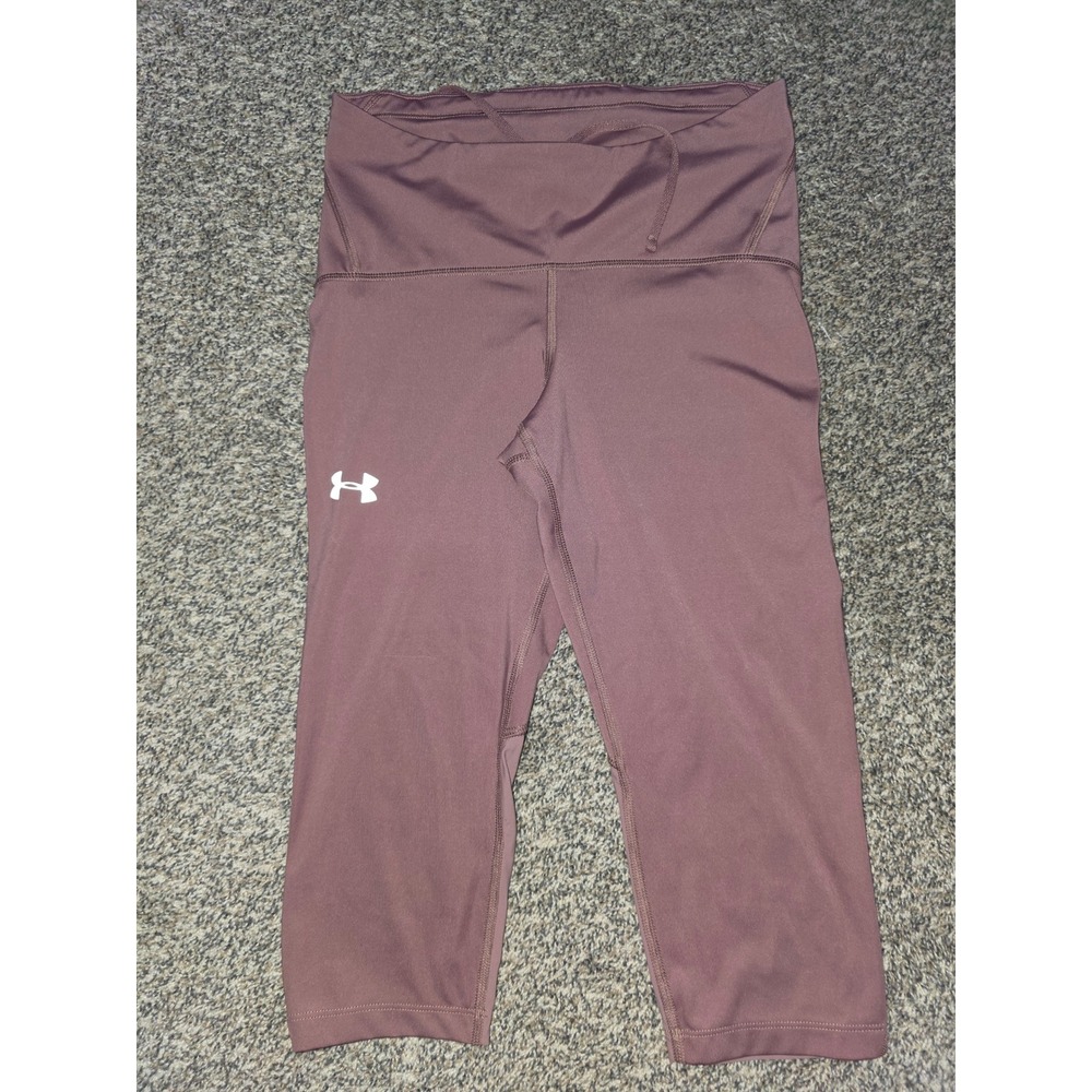 Under Armour HeatGear Compression Leggings Mauve Capri Mesh 1300888 Womens